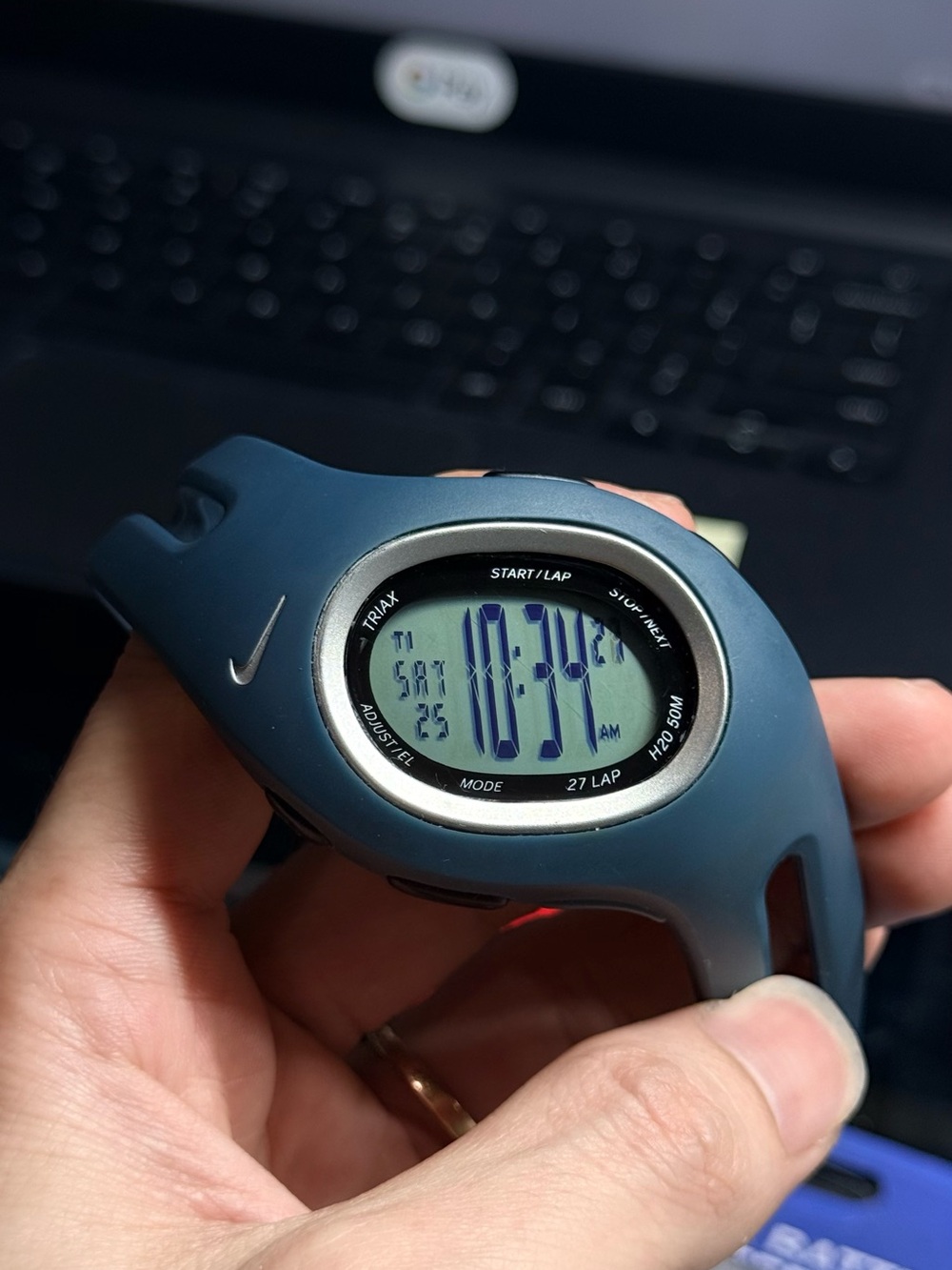 Nike Blue Digital Running Watch with Silicone Strap